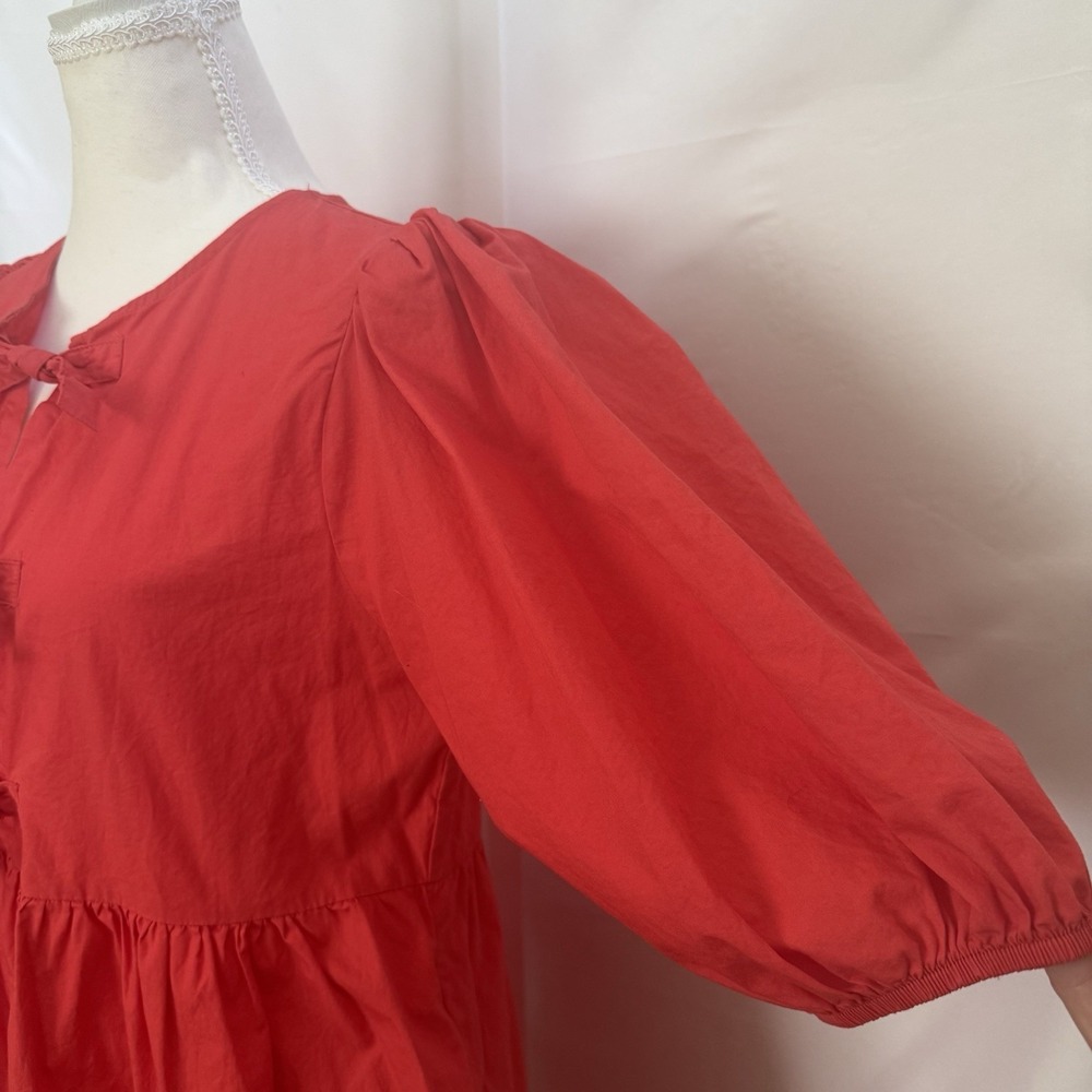Band of the Free Scarlet red bow mini dress Tie Front Size Medium - Picture 5 of 12